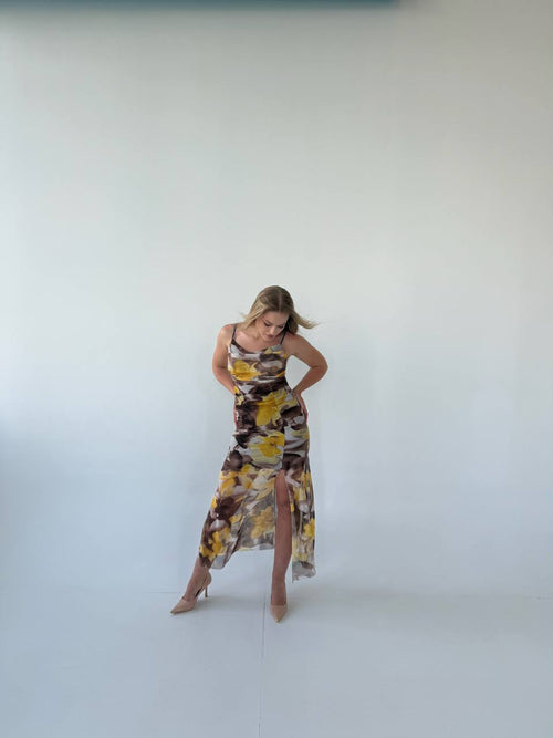 Festive Maxi Dress with a High Slit