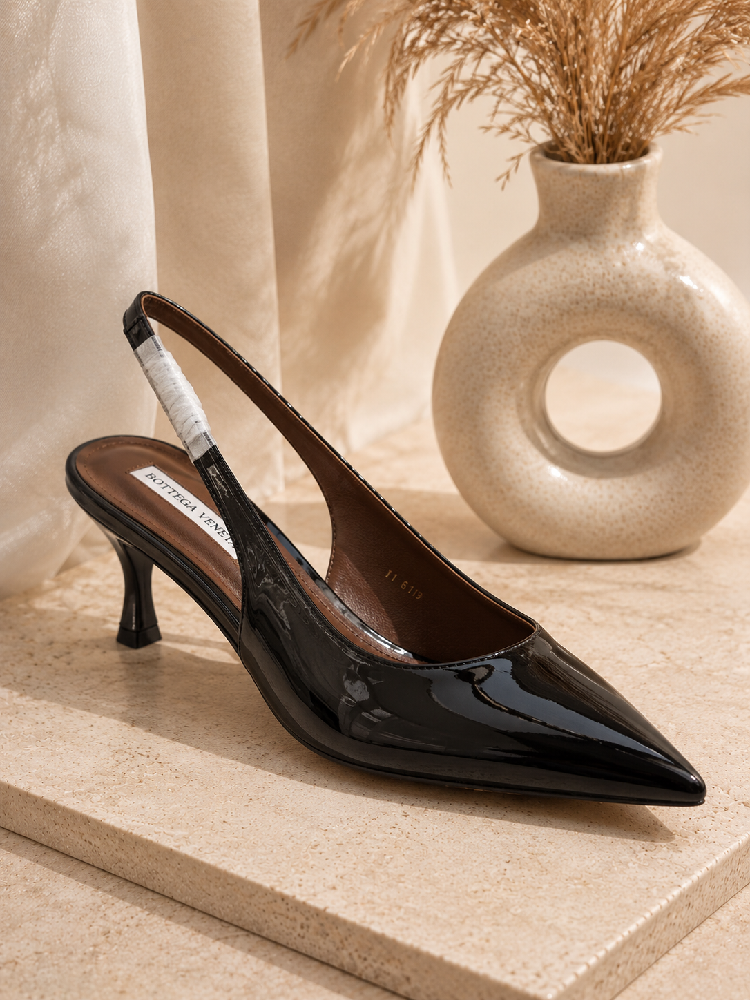 Black Patent Slingbacks