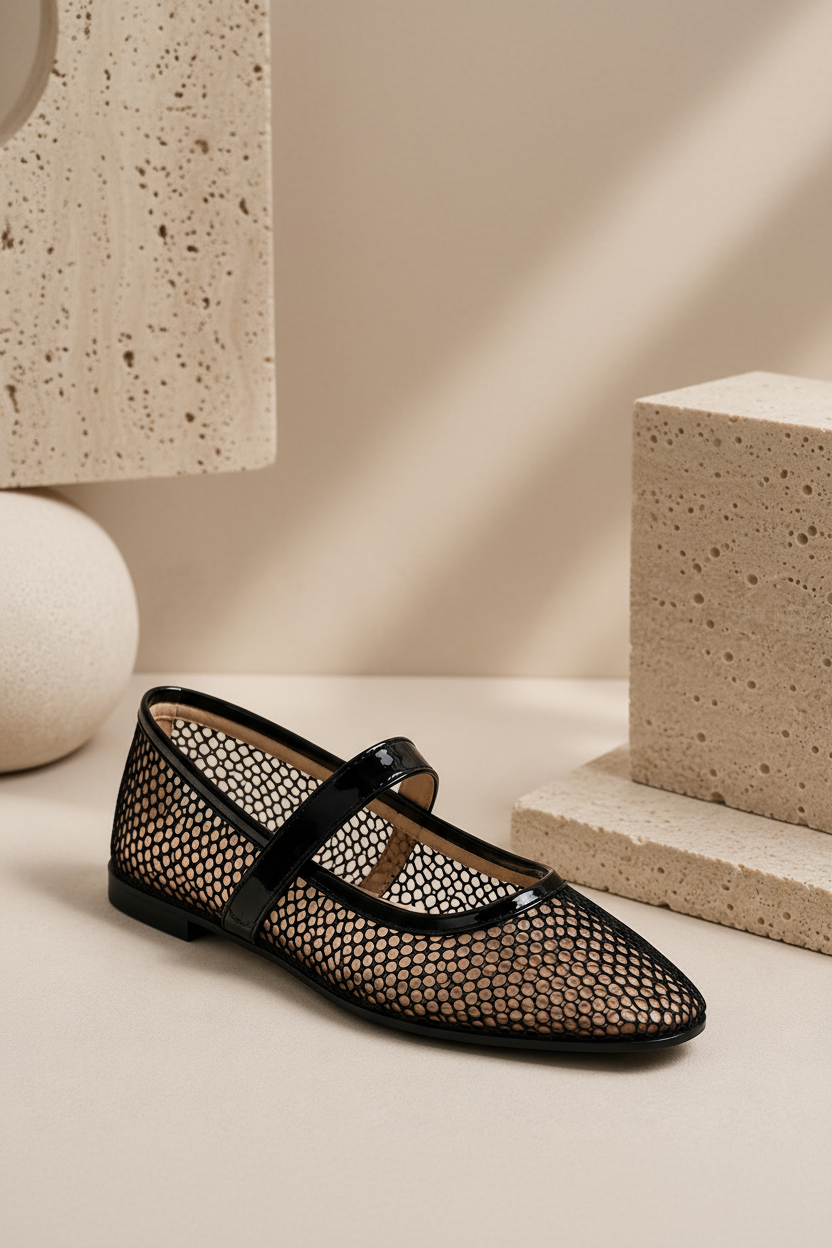 Black Mesh Mary Janes