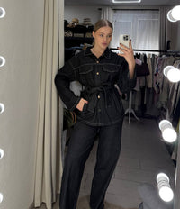 Denim-Inspired Belted Set