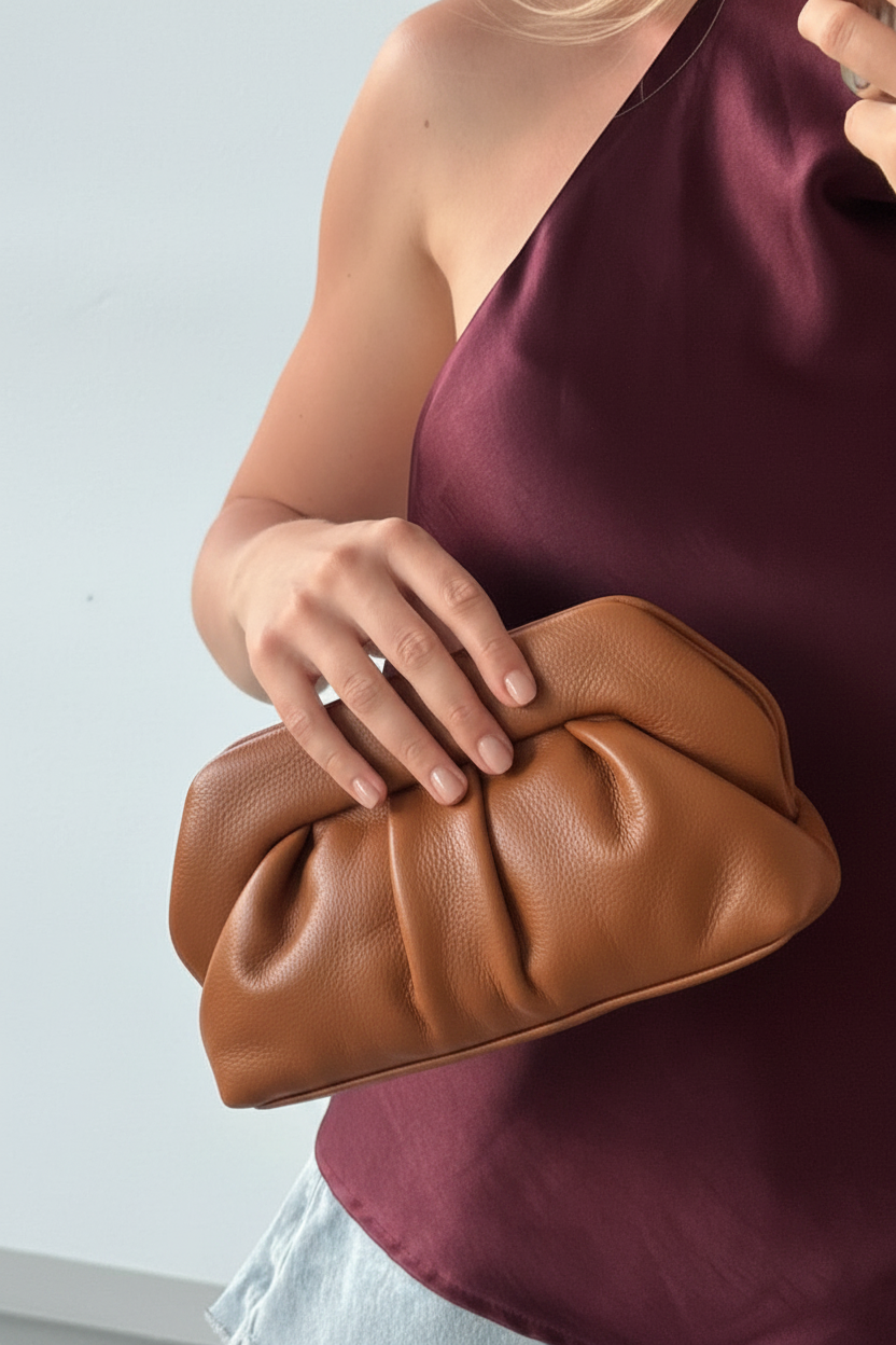 Faux Leather Clutch Bag