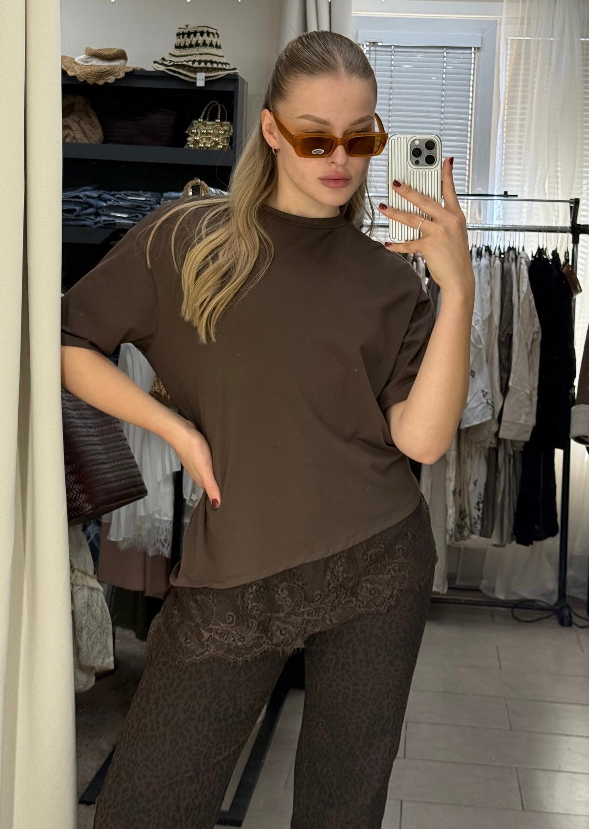 Lace Hem Oversized T-Shirt