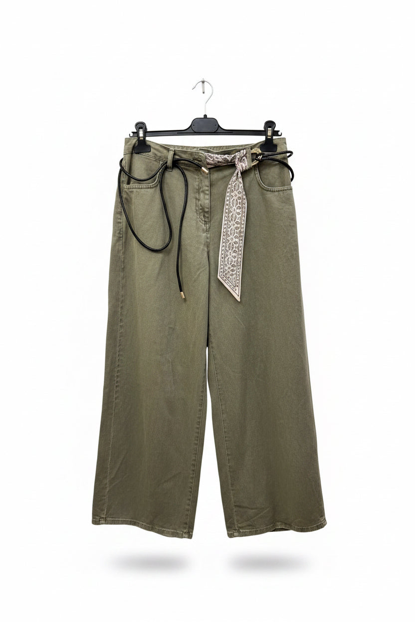 Olive Wide-Leg Jeans