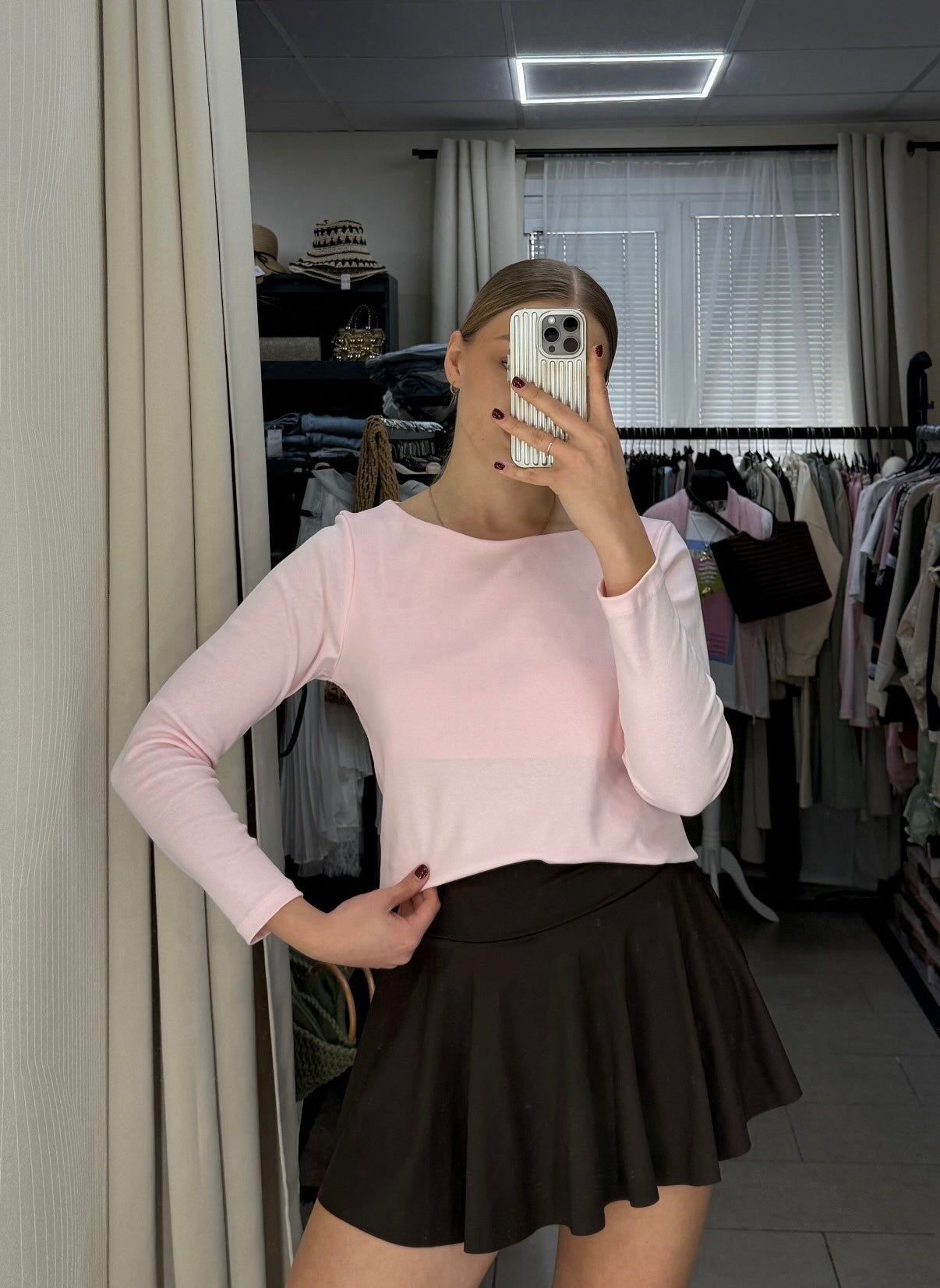 Boat Neck Long Sleeve Top