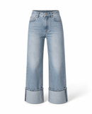 Wide-Leg Cuffed Jeans